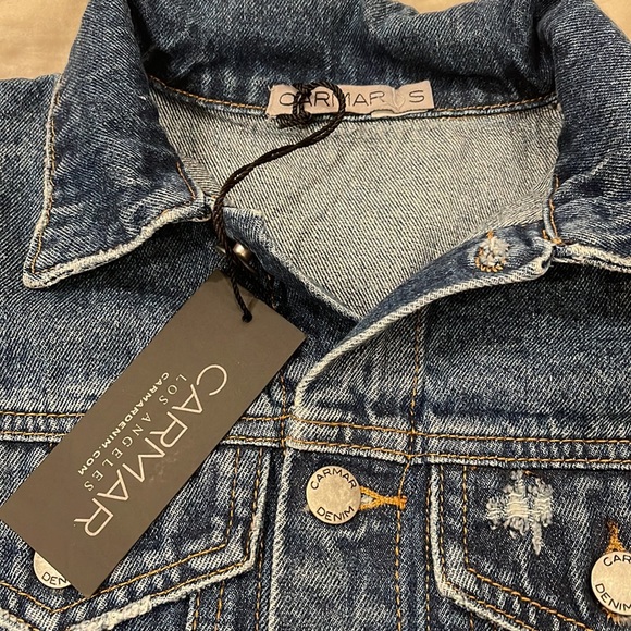 NWT Carmar Claudius Cropped Distressed Denim Jacket - Picture 6 of 8